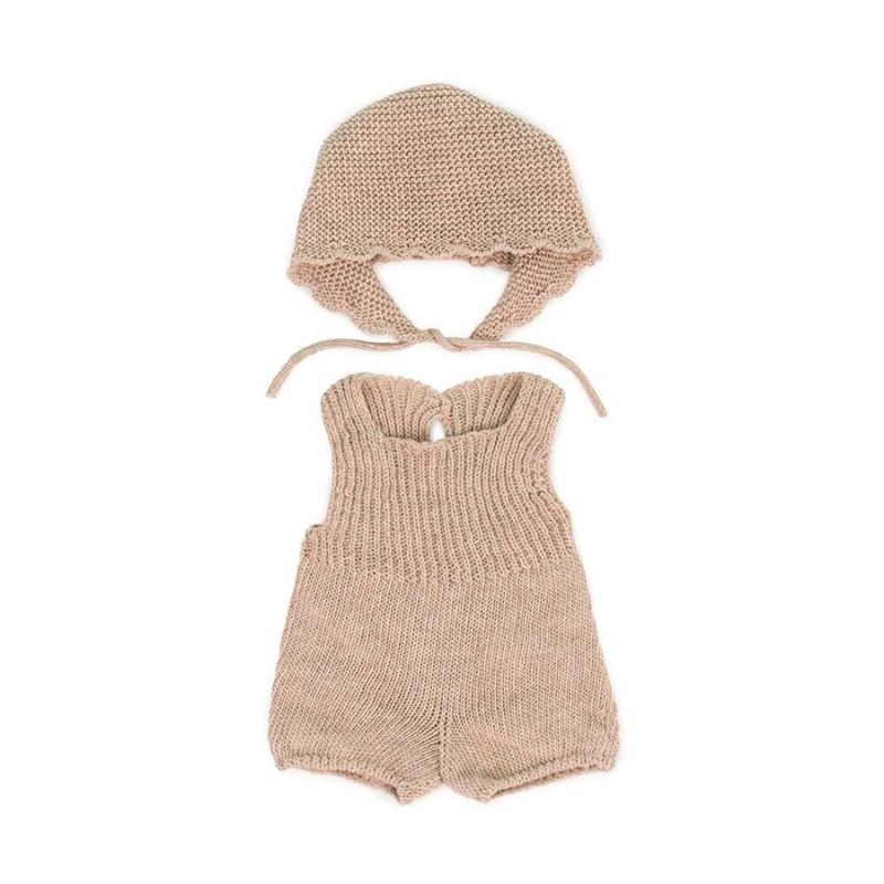 Miniland Doll Knitted Romper And Bonnet - 38cm
